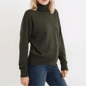 Madewell Brookhaven Wool Blend Green Turtleneck Sweater Size XS